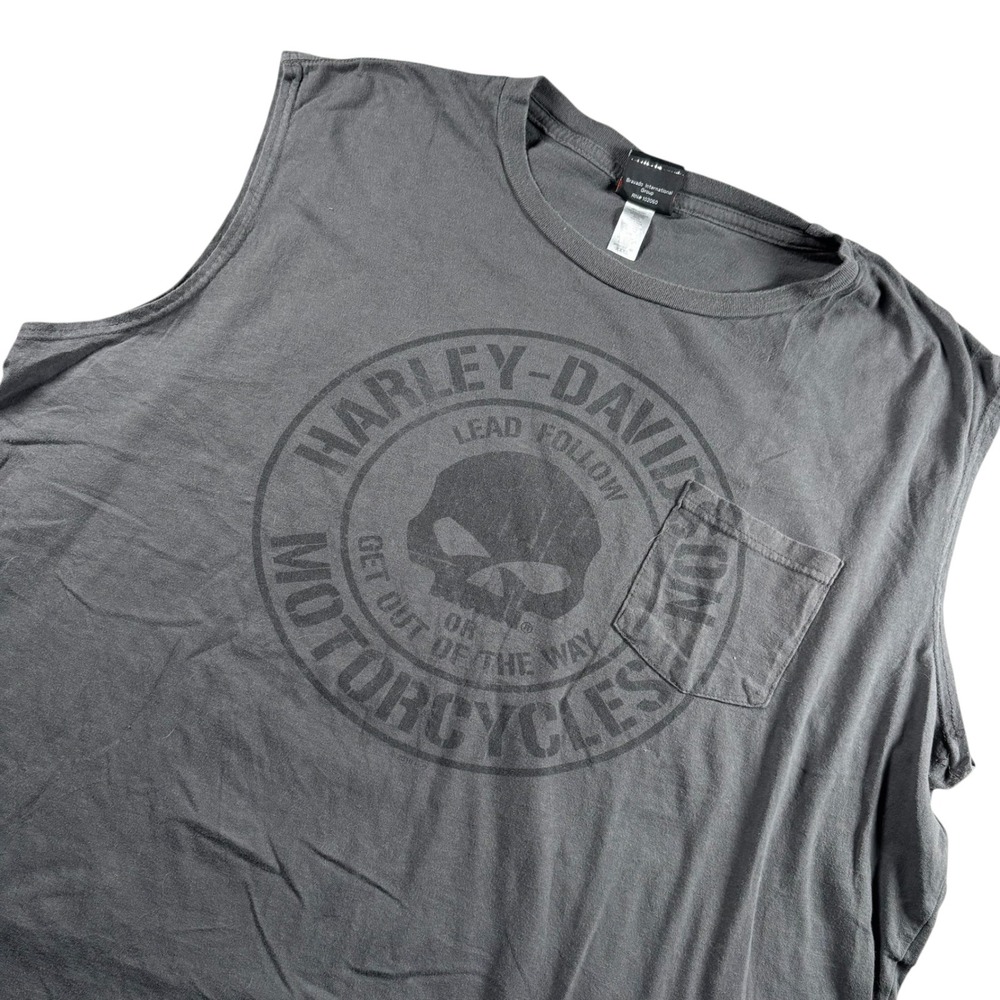Harley Davidson Muscle Tee Mens HTF Sz XXXL Gray Skull Graphic Winchester VA